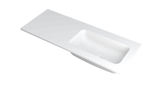 INK Wastafel Faktor polystone rechts zonder kraangat 120 cm x 45 cm x 1,5 cm Mat wit 3407227