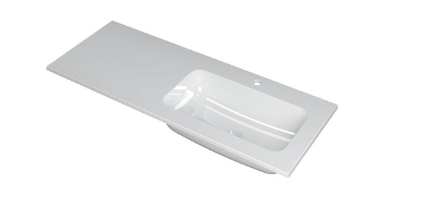 INK Wastafel Faktor polystone rechts met 1 kraangat 120 cm x 45 cm x 1,5 cm Glans wit 3407028