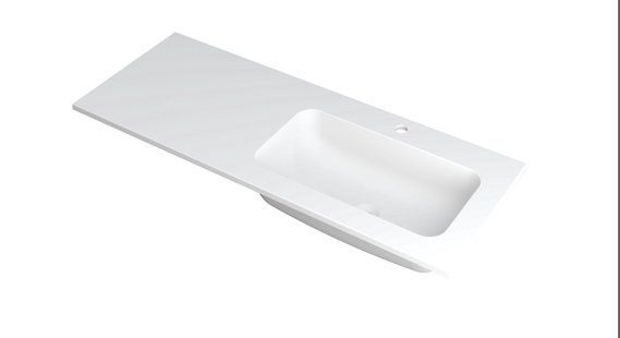 INK Wastafel Faktor polystone rechts met 1 kraangat 120 cm x 45 cm x 1,5 cm Mat wit 3407228
