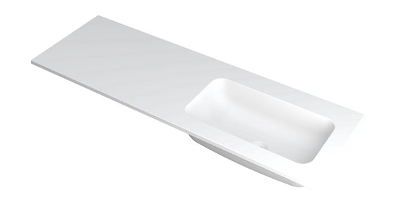 INK Wastafel Faktor polystone rechts zonder kraangat 140 cm x 45 cm x 1,5 cm Mat wit 3407237