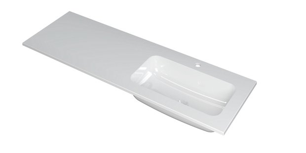 INK Wastafel Faktor polystone rechts met 1 kraangat 140 cm x 45 cm x 1,5 cm Glans wit 3407038