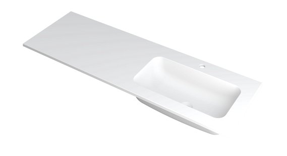INK Wastafel Faktor polystone rechts met 1 kraangat 140 cm x 45 cm x 1,5 cm Mat wit 3407238