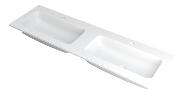 INK Wastafel Faktor polystone dubbel met 2 kraangaten 160 cm x 45 cm x 1,5 cm Mat wit 3407242