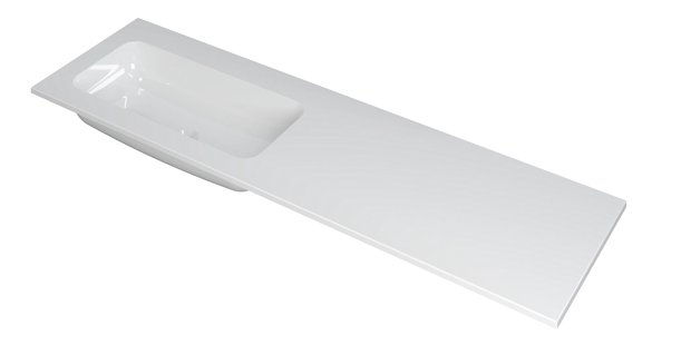 INK Wastafel Faktor polystone links zonder kraangat 160 cm x 45 cm x 1,5 cm Glans wit 3407044
