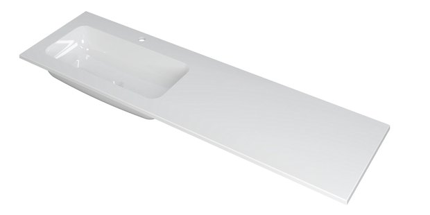 INK Wastafel Faktor polystone links met 1 kraangat 160 cm x 45 cm x 1,5 cm Glans wit 3407045
