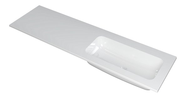 INK Wastafel Faktor polystone rechts zonder kraangat 160 cm x 45 cm x 1,5 cm Glans wit 3407047