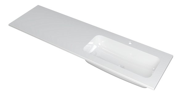 INK Wastafel Faktor polystone rechts met 1 kraangat 160 cm x 45 cm x 1,5 cm Glans wit 3407048