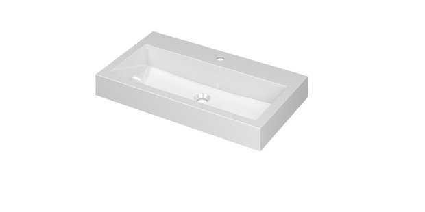 INK Wastafel Momento Polystone met 1 kraangat 80 cm x 45 cm x 9 cm Glans wit 3421016