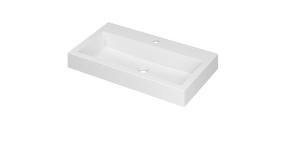INK Wastafel Momento Polystone met 1 kraangat 80 cm x 45 cm x 9 cm Mat wit 3421316