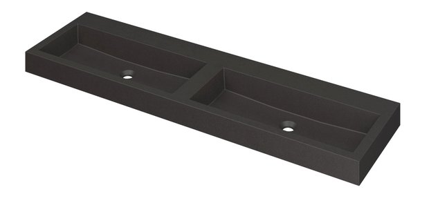 INK Wastafel Momento Quartz dubbel zonder kraangaten 160 cm x 45 cm x 9 cm Quartz zwart 3421260