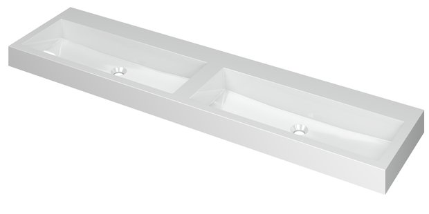 INK Wastafel Momento Polystone dubbel zonder kraangaten 180 cm x 45 cm x 9 cm Mat wit 3421370