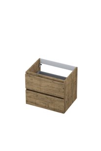 Onderkast INK 2 laden greeploos met houten keerlijst 60 cm x 45 cm x 52 cm Naturel eiken 1257103