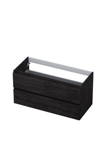 Onderkast INK 2 laden greeploos met houten keerlijst 100 cm x 45 cm x 52 cm Houtskool eiken 1257148