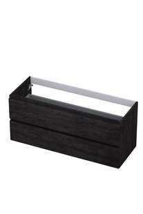Onderkast INK 2 laden greeploos met houten keerlijst 120 cm x 45 cm x 52 cm Houtskool eiken 1257158