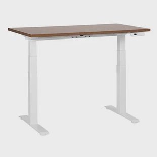 Beliani-DESTINES-Elektrisch verstelbaar bureau-Donkerbruin|Wit-MDF