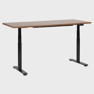 Beliani-DESTINAS-Elektrisch bureau-Donkerhout|Zwart-160 cm-MDF