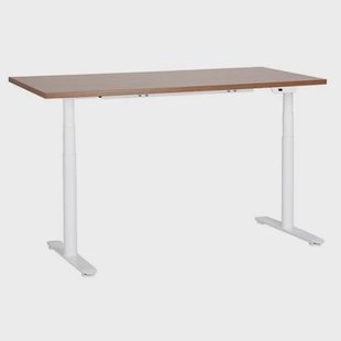 Beliani - DESTINAS - Elektrisch bureau - Donkerhout|Wit - 160 cm - MDF Beliani - DESTINAS - Elektrisch bureau - Donkerhout|Wit - 160 cm - MDF