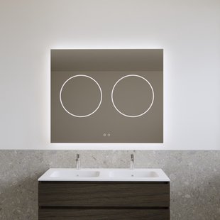 Spiegel Gliss Design Lyra 120x100 cm Incl. Spiegelverwarming Direct en Indirect LED-verlichting