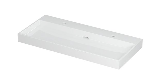 Wastafel Urban Porselein met 2 kraangaten 100 cm x 45 cm x 8 cm Glans wit 0201081
