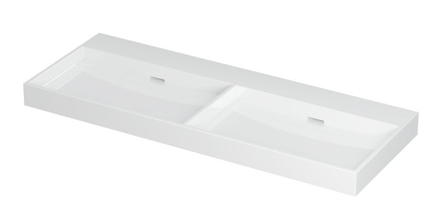 Wastafel Urban Porselein dubbel zonder kraangat 120 cm x 45 cm x 8 cm Glans wit 0201101