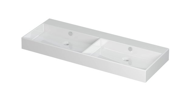 Wastafel Unlimited Porselein dubbel zonder kraangat 120 cm x 45 cm x 11 cm Glans wit 0202091
