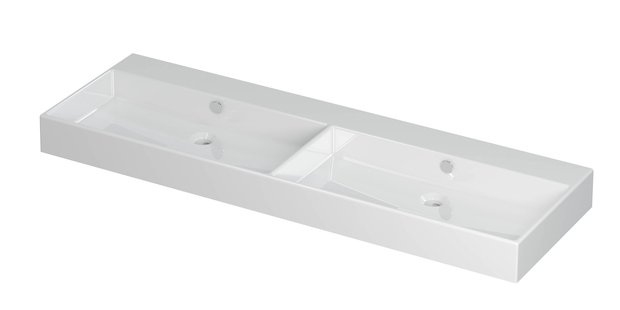 Wastafel Unlimited Porselein dubbel zonder kraangat 140 cm x 45 cm x 11 cm Glans wit 0202111