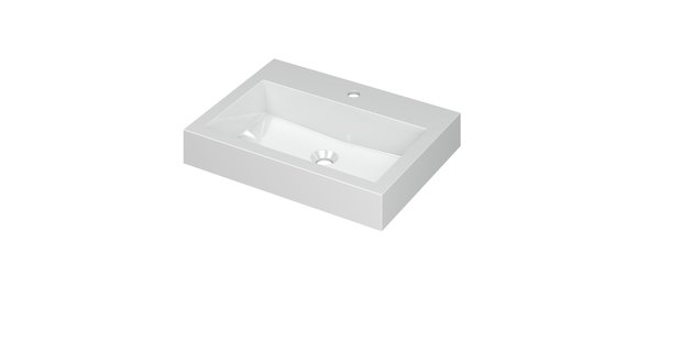 INK Wastafel Momento Polystone met 1 kraangat 60 cm x 45 cm x 9 cm Glans wit 3421001