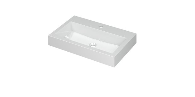INK Wastafel Momento Polystone met 1 kraangat 70 cm x 45 cm x 9 cm Glans wit 3421011