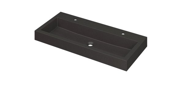 INK Wastafel Momento Quartz met 2 kraangaten 100 cm x 45 cm x 9 cm Quartz zwart 3421232