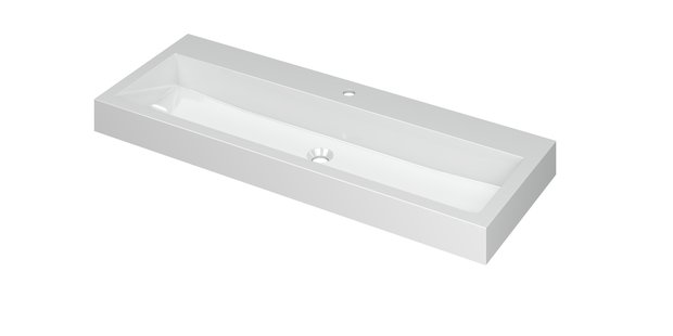 INK Wastafel Momento Polystone met 1 kraangat 120 cm x 45 cm x 9 cm Glans wit 3421041