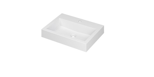 INK Wastafel Momento Polystone met 1 kraangat 60 cm x 45 cm x 9 cm Mat wit 3421301