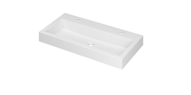 INK Wastafel Momento Polystone met 2 kraangaten 90 cm x 45 cm x 9 cm Mat wit 3421322