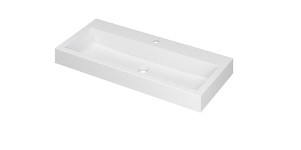 INK Wastafel Momento Polystone met 1 kraangat 100 cm x 45 cm x 9 cm Mat wit 3421331