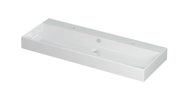 Wastafel Unlimited Porselein met 2 kraangaten 120 cm x 45 cm x 11 cm Glans wit 0202141