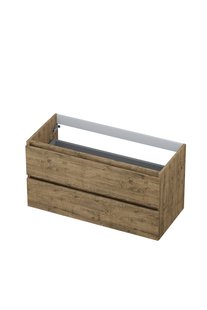 Onderkast INK 2 laden greeploos met houten keerlijst 100 cm x 45 cm x 52 cm Naturel eiken 1257143