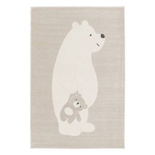 sweeek - Vloerkleed beige|crème, teddybeer