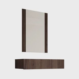 Meubella - Kaptafel Tartagal - Donkerbruin eiken - 80 cm - Met spiegel