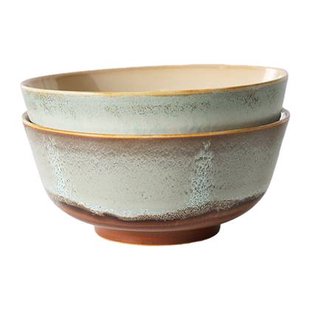 HKliving 70&apos;s Ceramics Ramen Kommen Ø 19 cm - Set van 2 - Verge