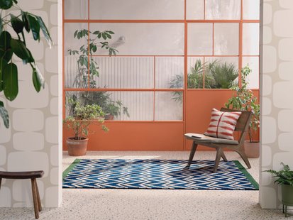 Scion - Buitenkleed Dhurrie Blue 426318 - Vloerkleed