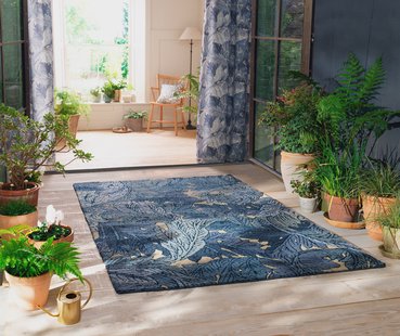Morris & Co - Buitenkleed Acanthus Indigo 427318 - Vloerkleed