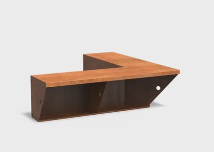 Keerwand cortenstaal binnenhoek 100x100x40cm. brede bovenrand