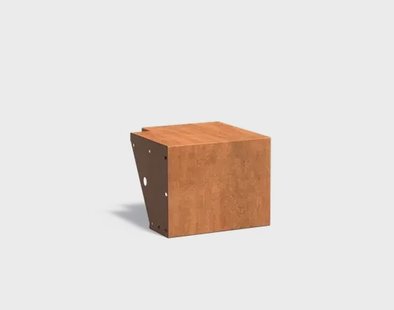 Keerwand cortenstaal buitenhoek 50x50x40cm. brede bovenrand