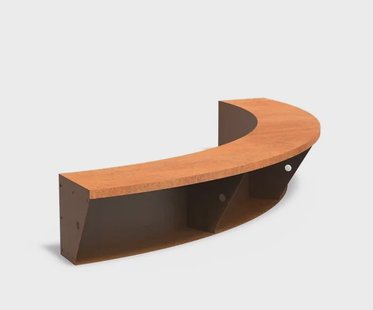 Keerwand cortenstaal binnenbocht 200x200x40cm. brede bovenrand