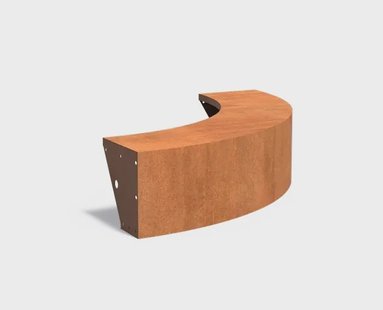 Keerwand cortenstaal buitenbocht 150x150x40cm. brede bovenrand