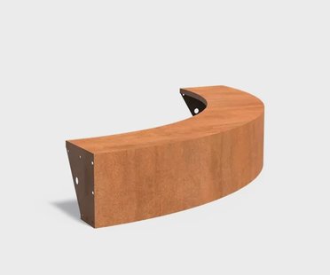Keerwand cortenstaal buitenbocht 200x200x40cm. brede bovenrand