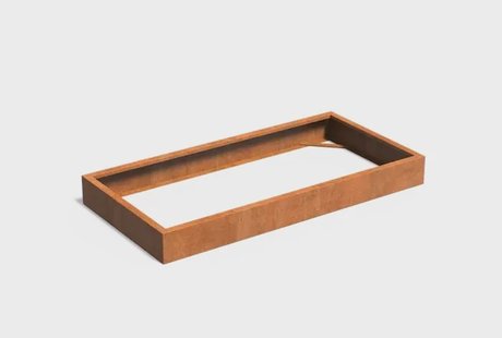 Cortenstaal plantenbak CARREZ zonder bodem 200x100x20cm.