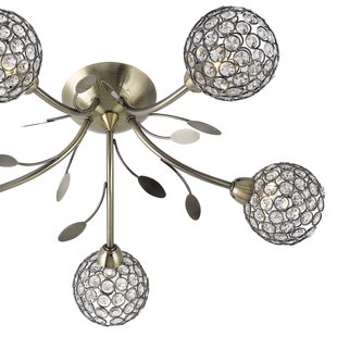 Searchlight Bellis II - plafondverlichting - Ø 54 x 17 cm - antiek messing