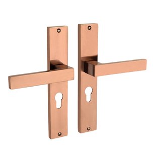 Mooi Deurbeslag Lusso geveerd op schild cilindergat 55mm mat brons