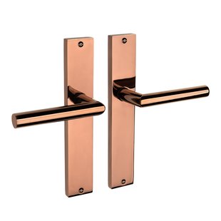 Mooi Deurbeslag Ferro geveerd op schild PVD glanzend brons