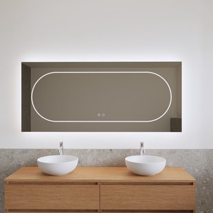 Spiegel Gliss Design Nova 180x70 cm Incl. Spiegelverwarming Direct en Indirect LED-verlichting